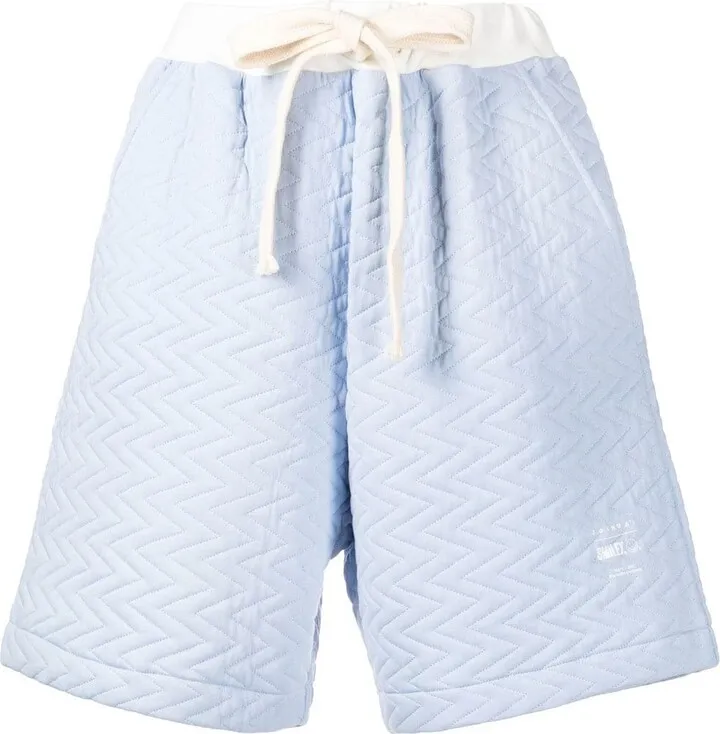 Smiley Face-Patch Quilted Shorts