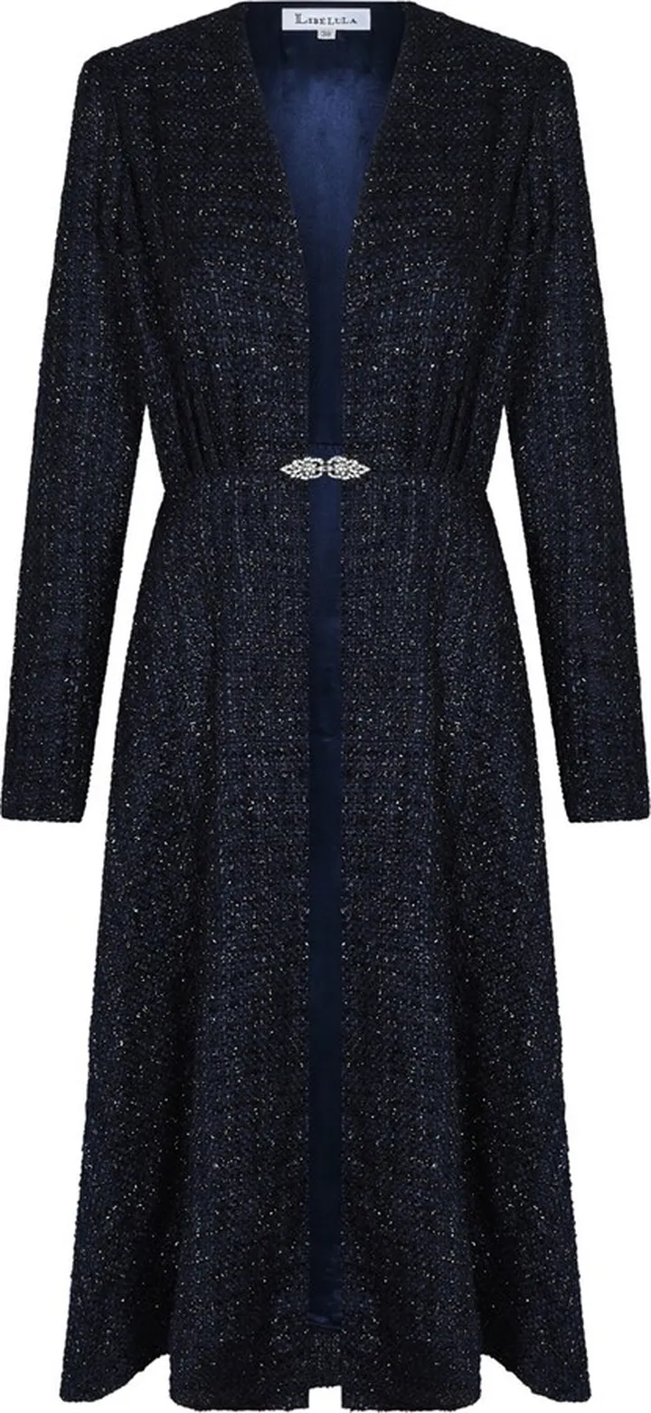 Libelula - New Dulwich Coat Navy Sparkle Boucle