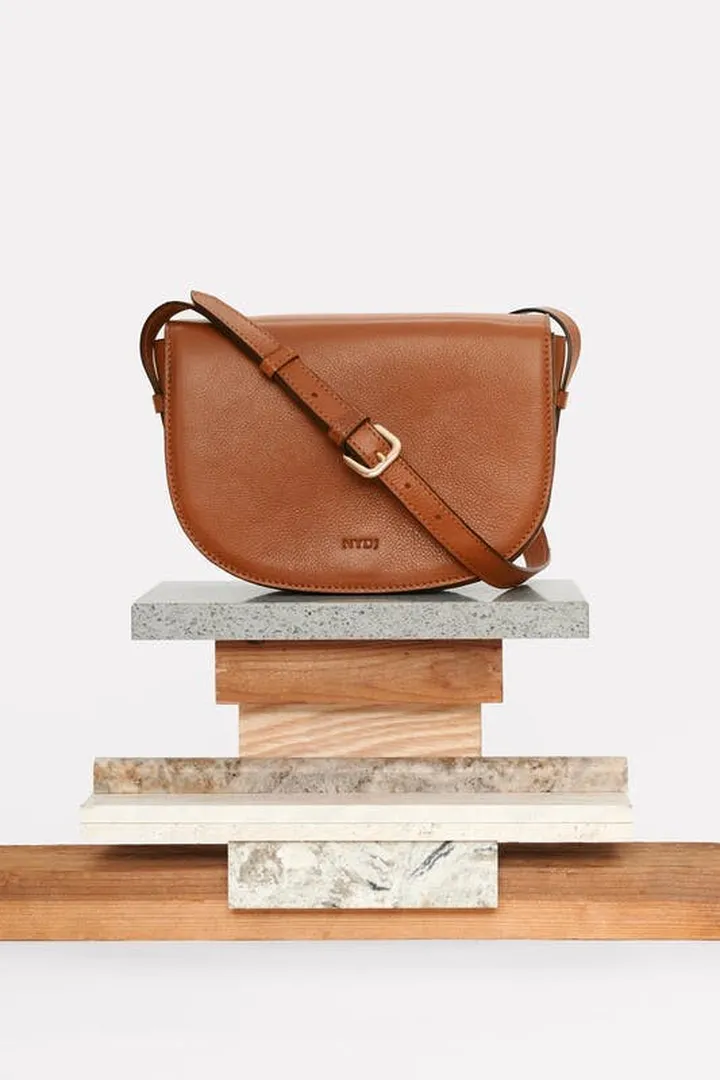 NYDJ Leather Half Moon Crossbody Bag - Brown