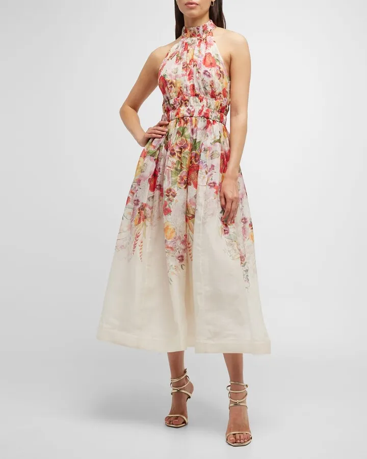 Wonderland Floral Halter Midi Dress