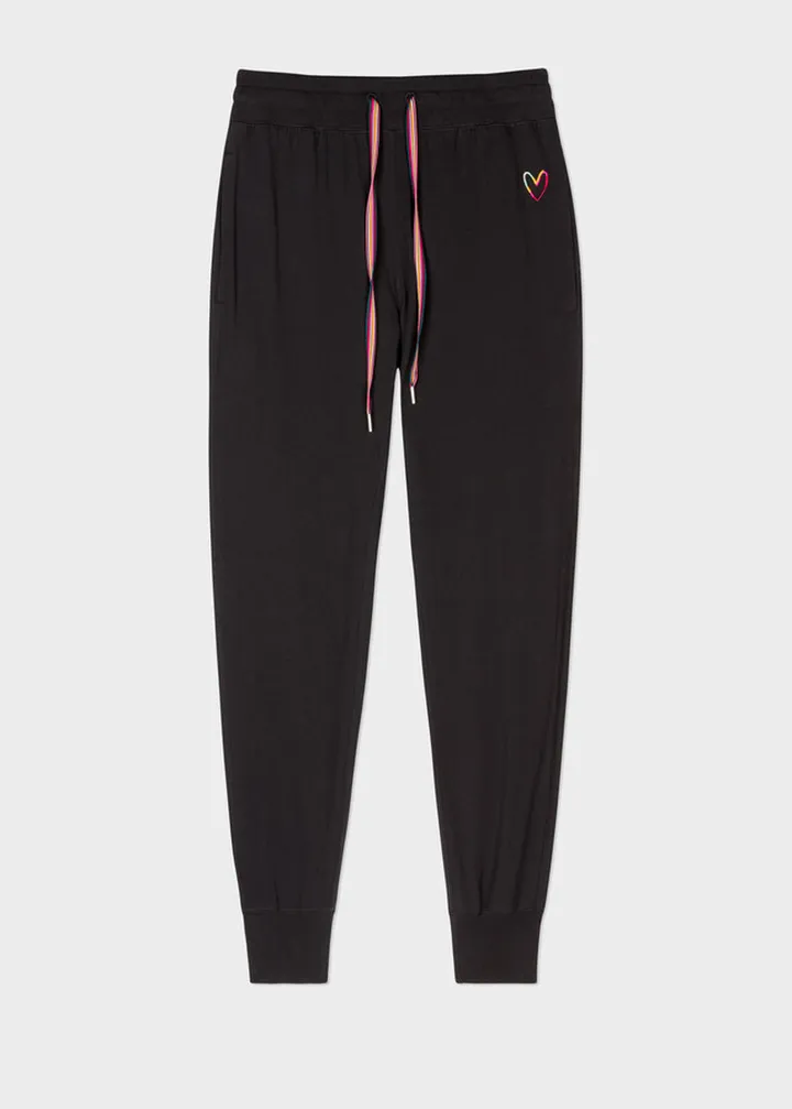 Women's Black Jersey 'Swirl Heart' Lounge Sweatpants