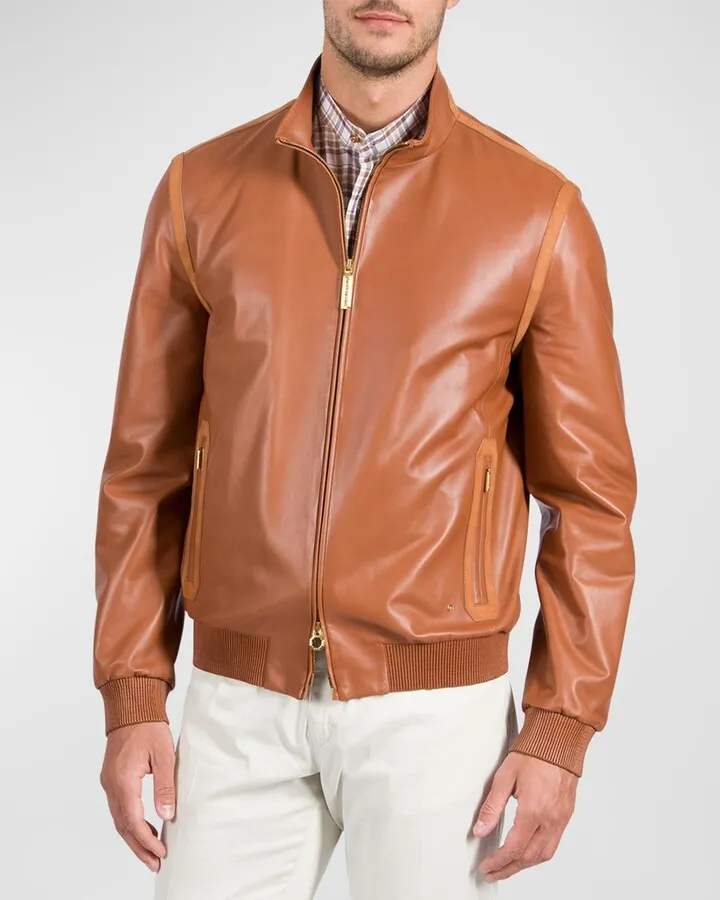 Men's Leather Bomber Jacket