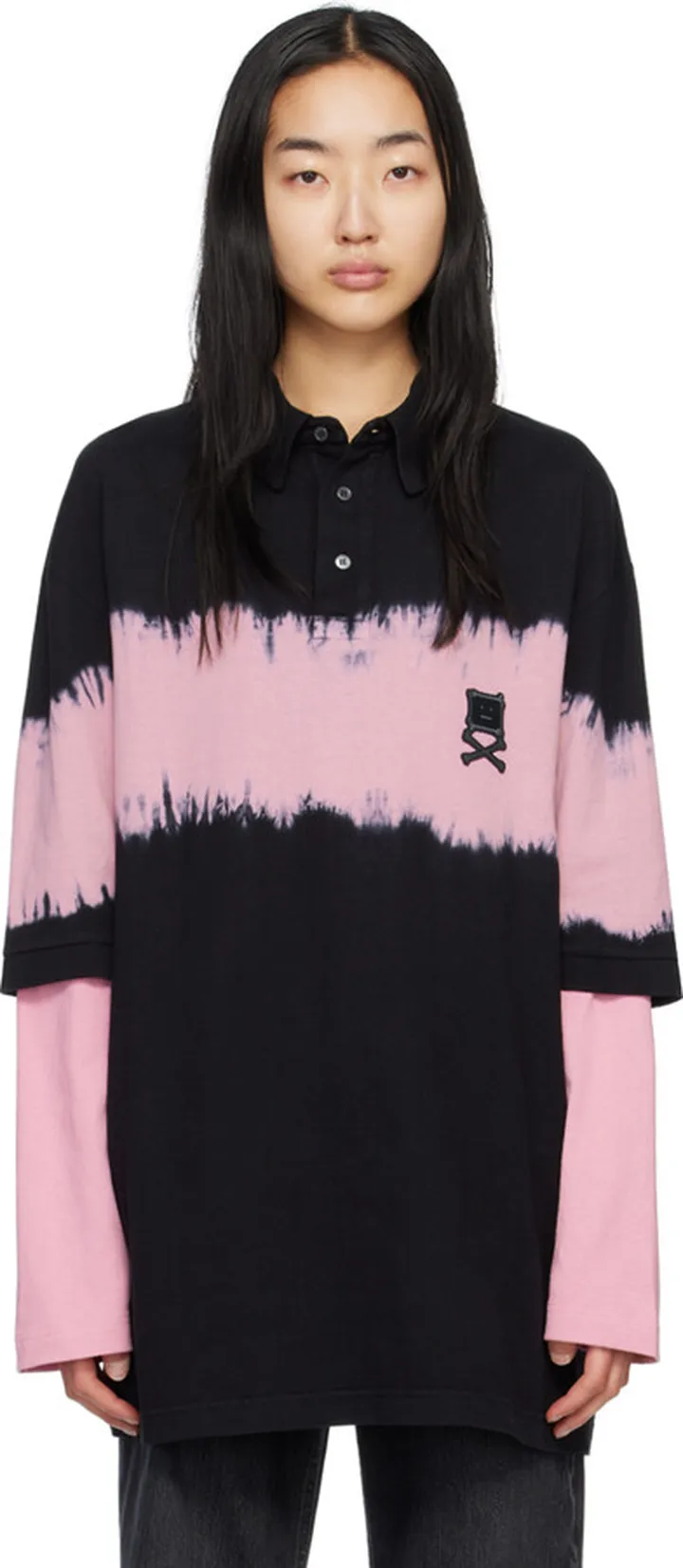 Acne Studios Black Tie-Dye Polo