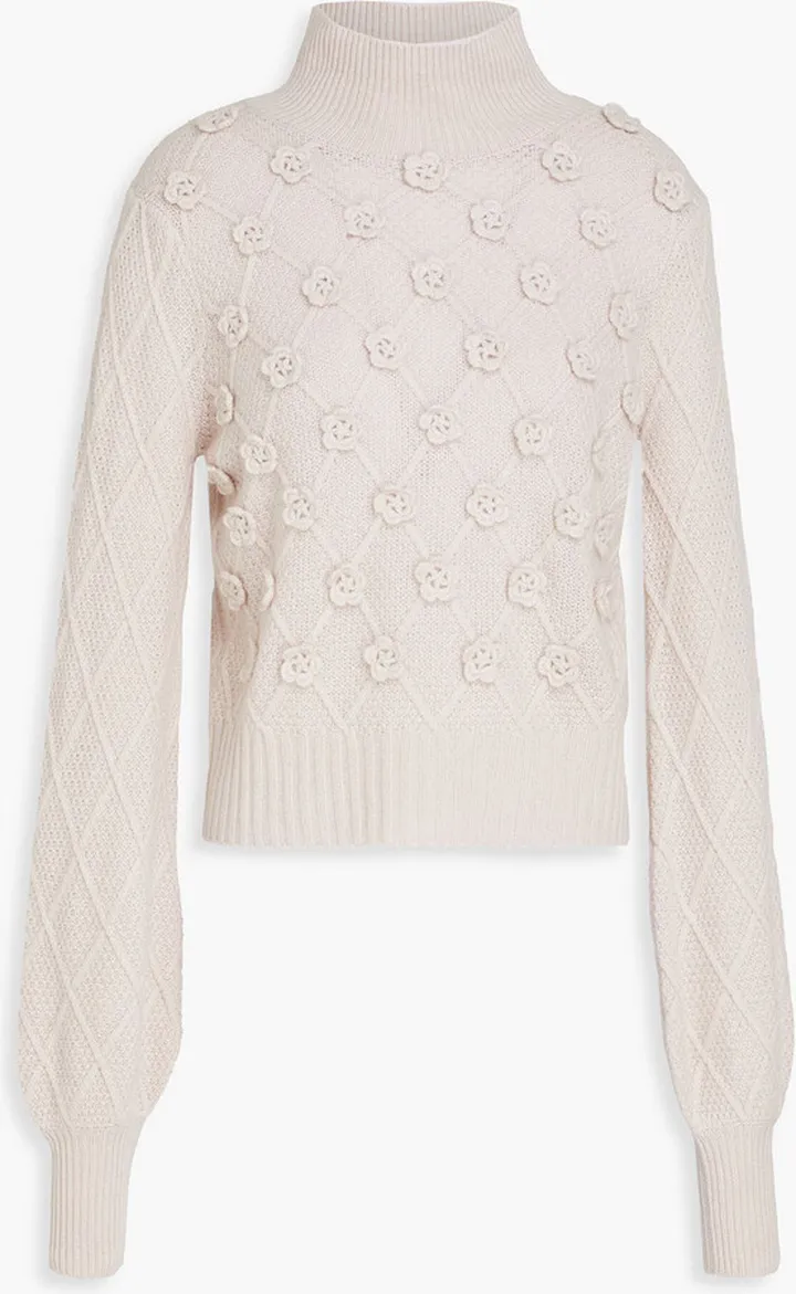 Crochet-knit turtleneck sweater