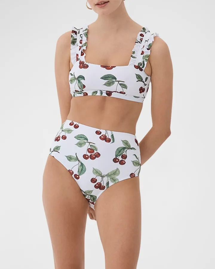 Cerise High-Waist Bikini Bottoms