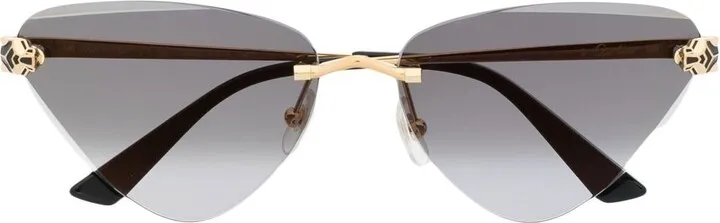 Panther-Plaque Cat-Eye Sunglasses