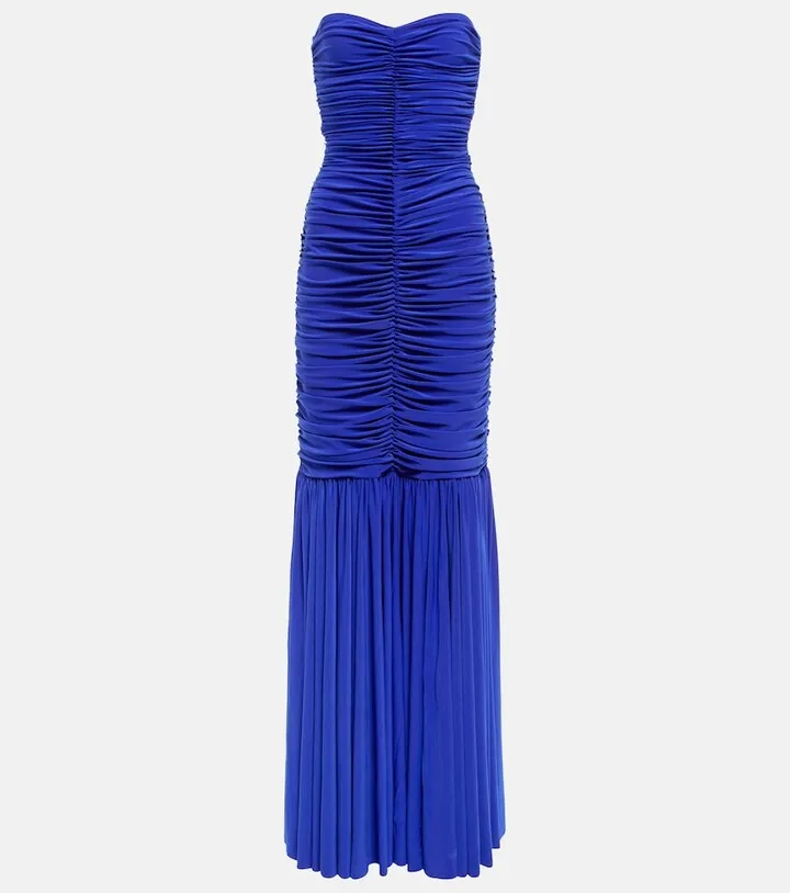 Slinky strapless jersey gown