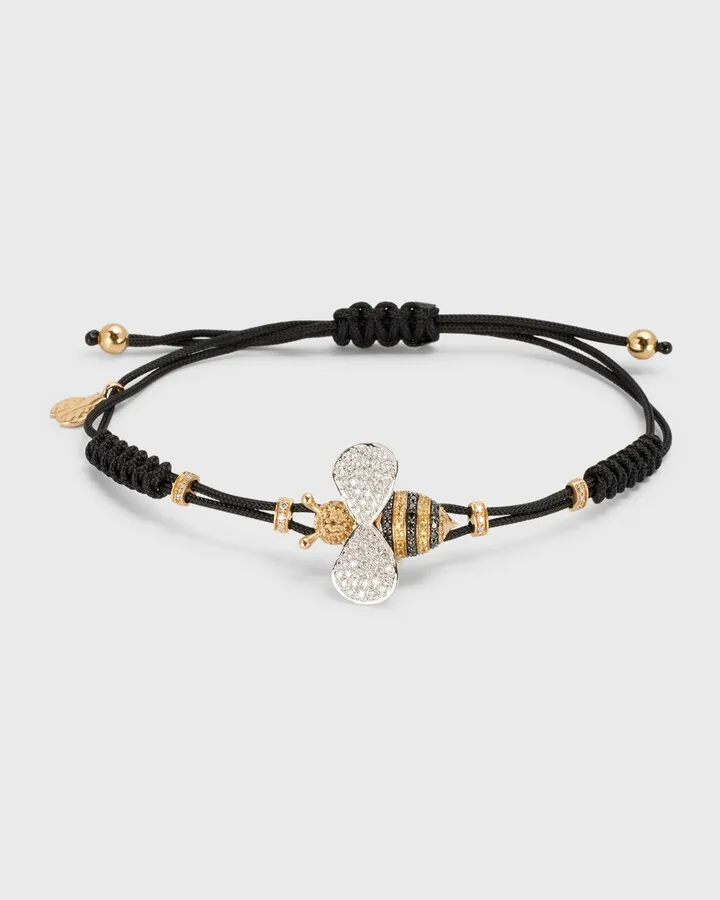18k Gold Bee Diamond & Sapphire Bracelet