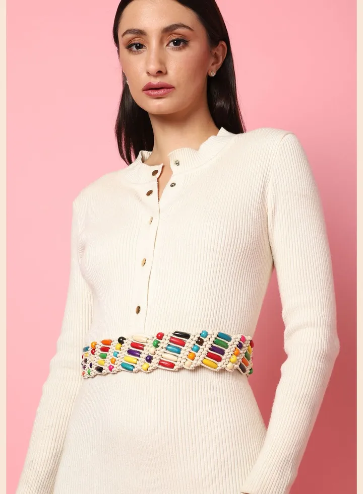 Casual Textured Fabric Waist Belt For Women