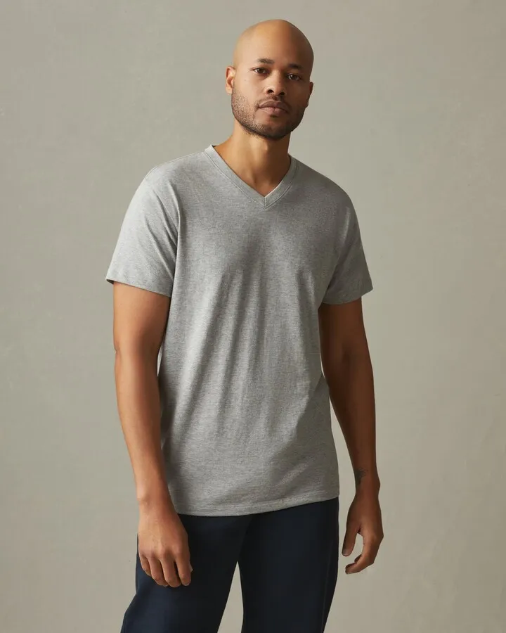 Classic Cotton V-neck Tee - Athletic Heather