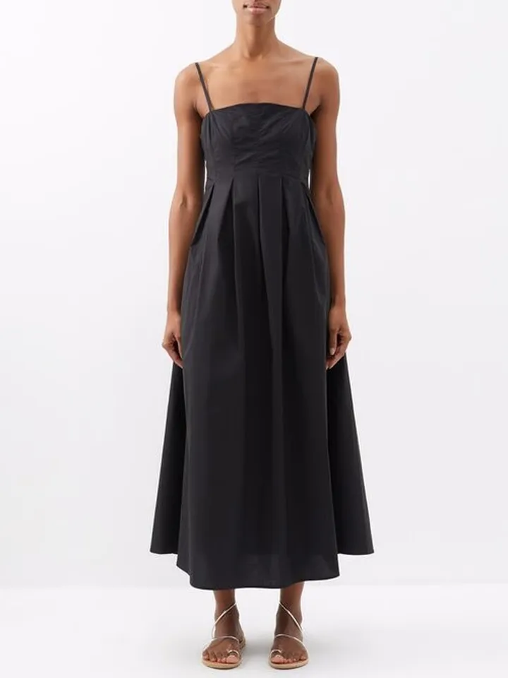 Betina Square-neck Cotton Midi Dress