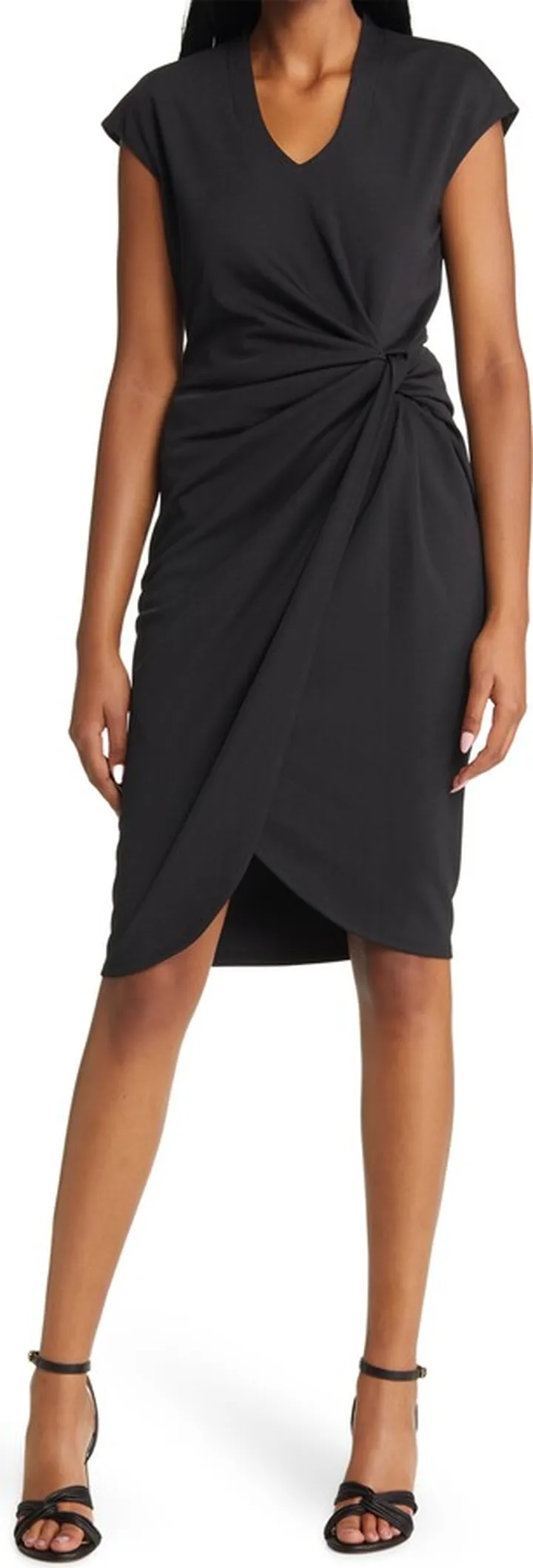 Twist Side V-neck Sheath Dress