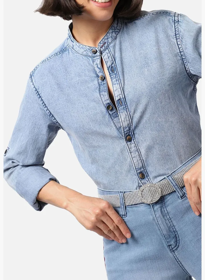 Casual Textured Metal Waist Belt For Women