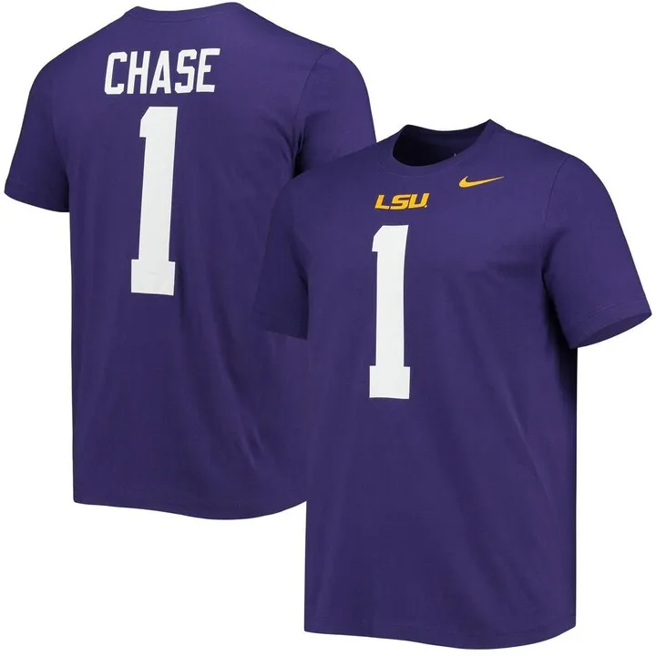 Men's Nike Ja'Marr Chase Purple Lsu Tigers Alumni Name and Number Team T-shirt