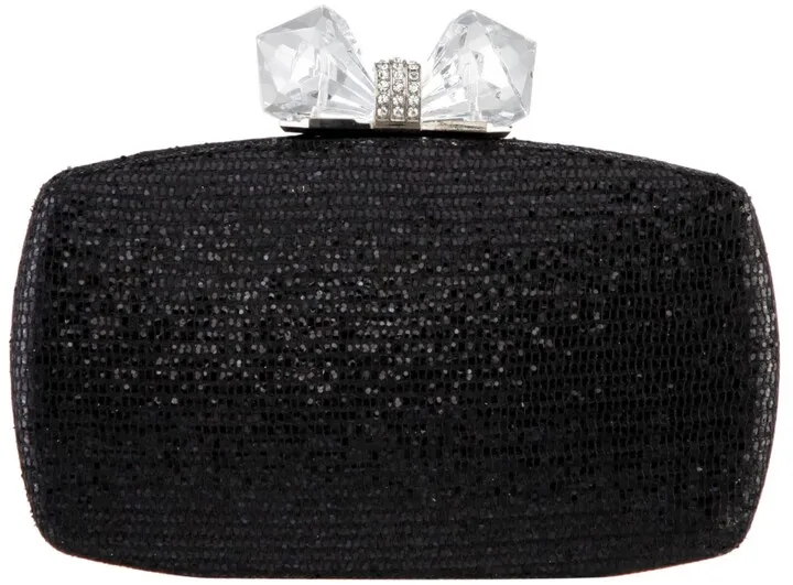 Women's Glitter Minaudiere With Crystal Bow Clasp