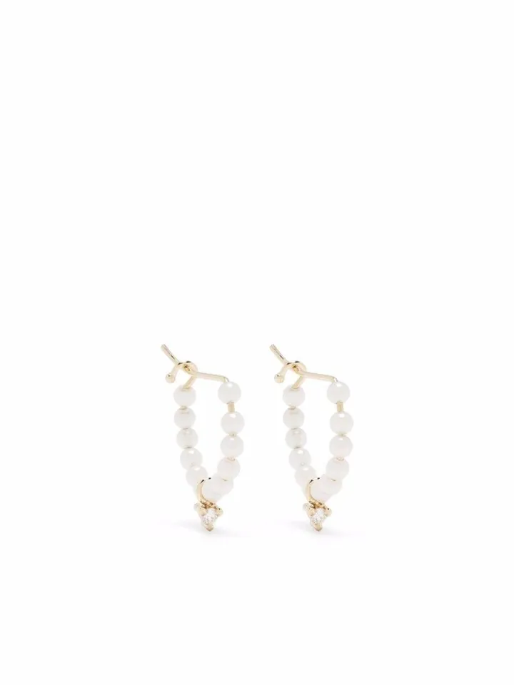 14kt Yellow Gold Baby Pearl Hoop Earrings