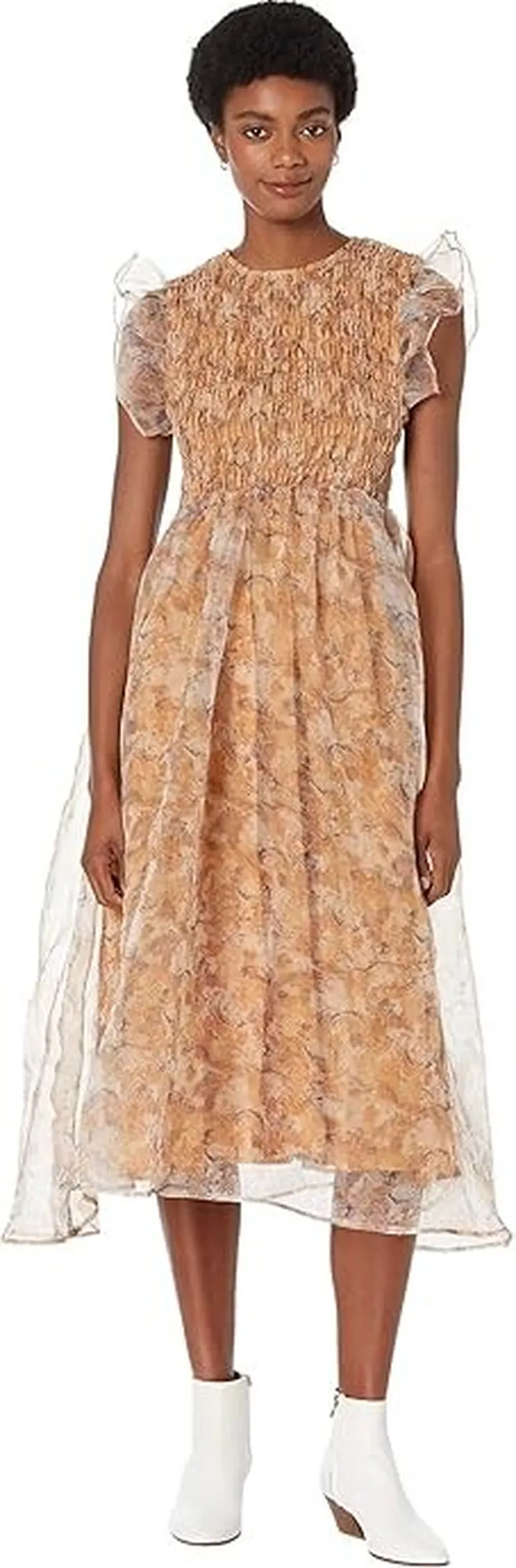en saison La Raque Midi Dress (Marigold Multi) Women's Clothing