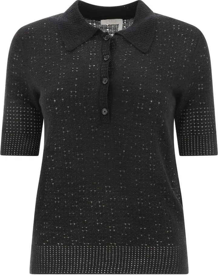Chloé Crochet Short-Sleeved Knitted Polo Shirt
