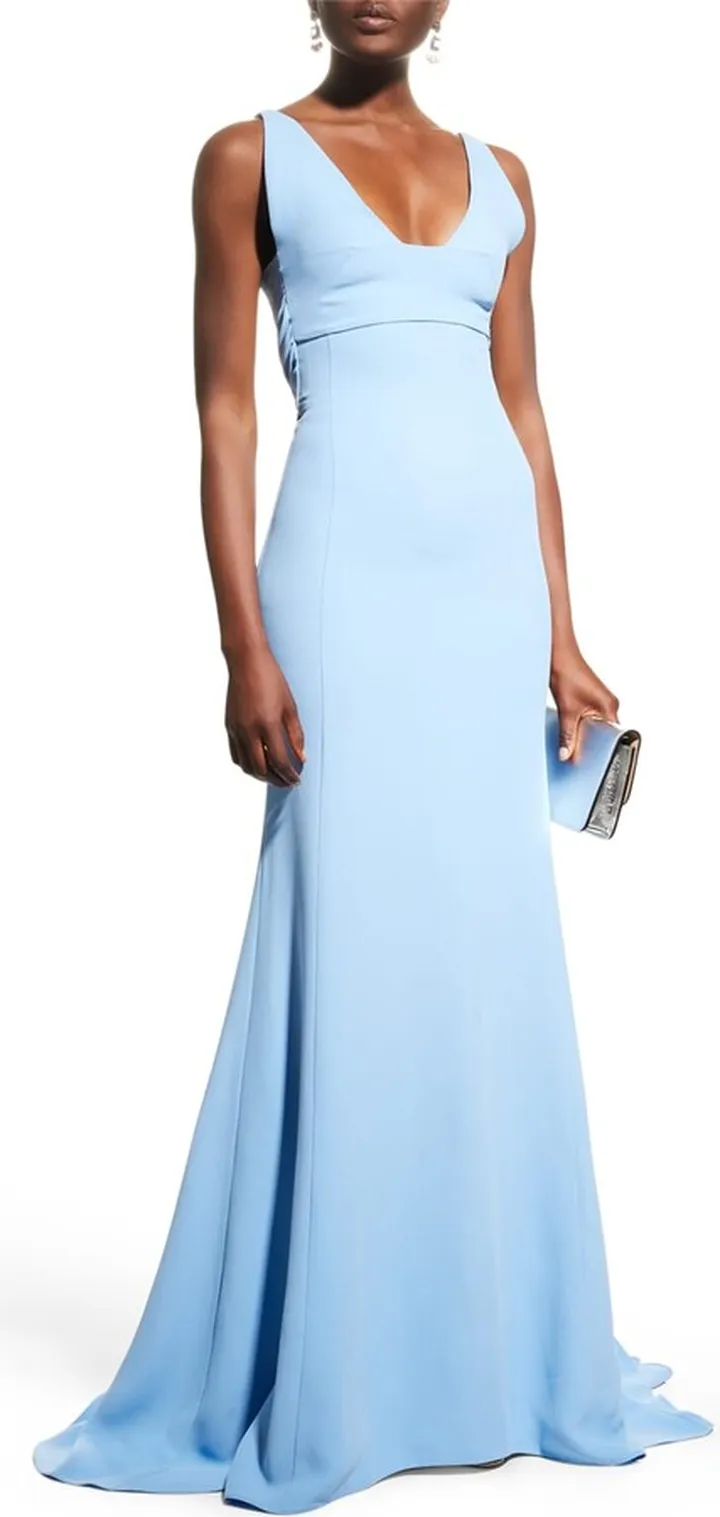 V-Neck Cady Peasante Gown