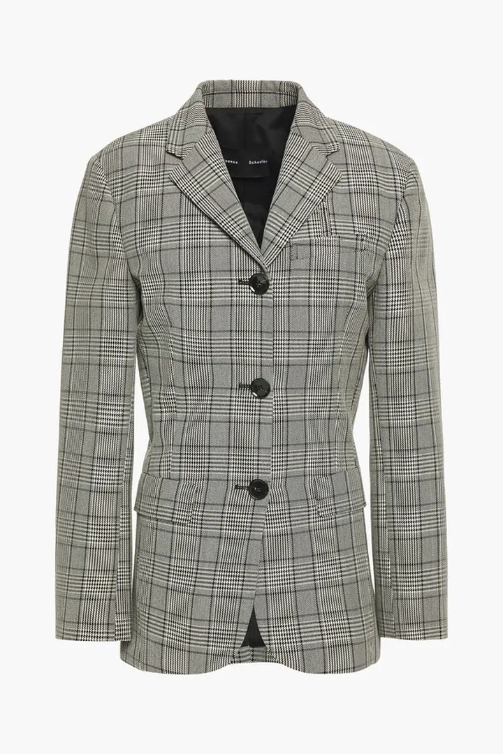 Prince of Wales checked wool-blend blazer
