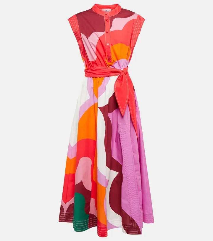 Printed cotton-blend midi dress