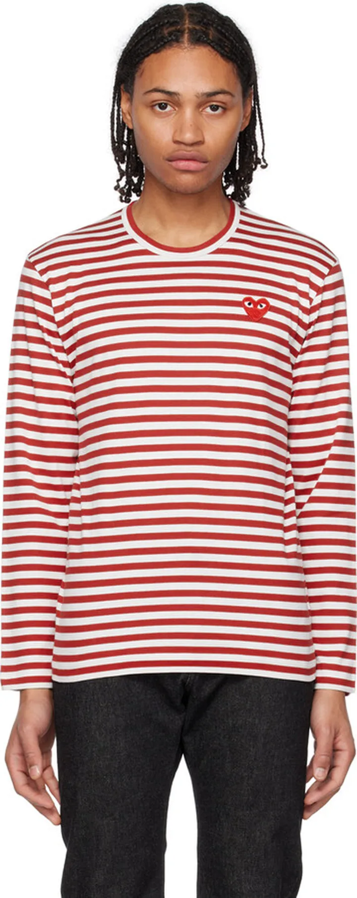 Comme des Garçons Play Red & White Heart Long Sleeve T-Shirt
