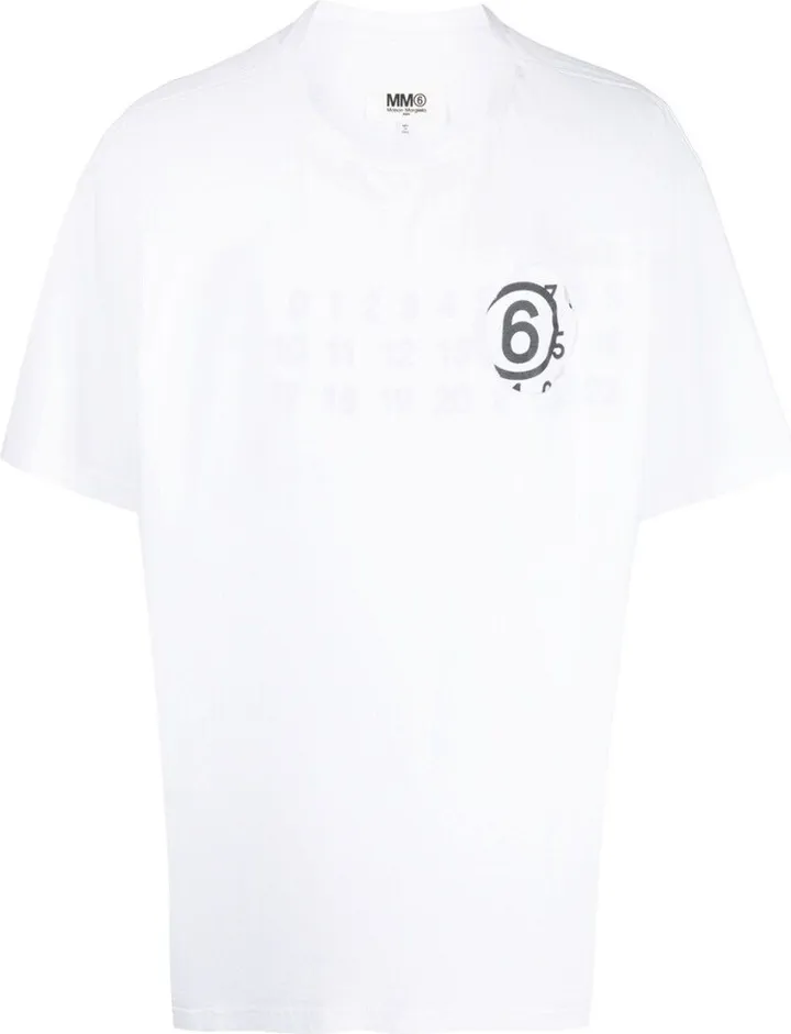 White Numerical Logo Print T-Shirt