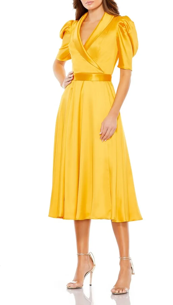 Puff Sleeve Satin A-Line Dress