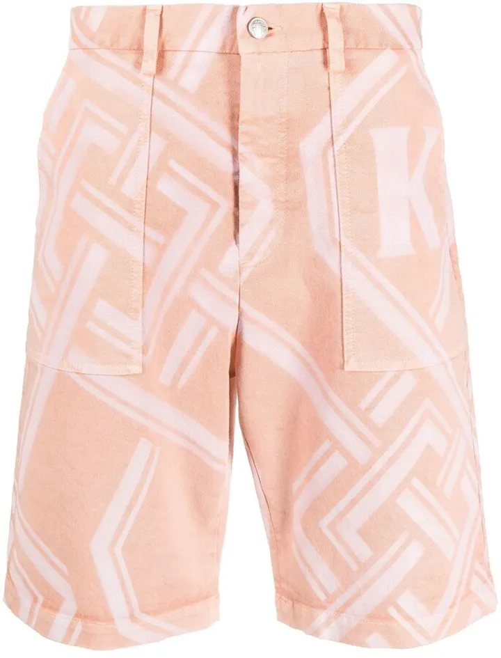 Geometric-Print Denim Shorts