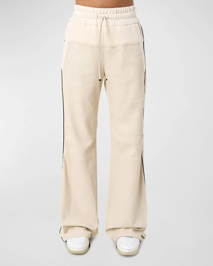 Hybrid Leather Piping Track Pants