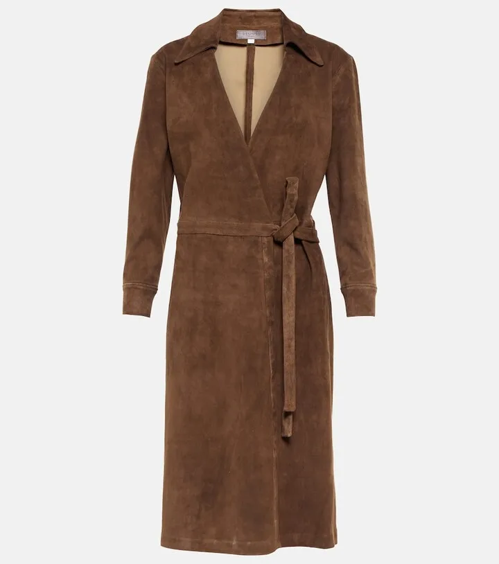 Ross suede wrap midi dress