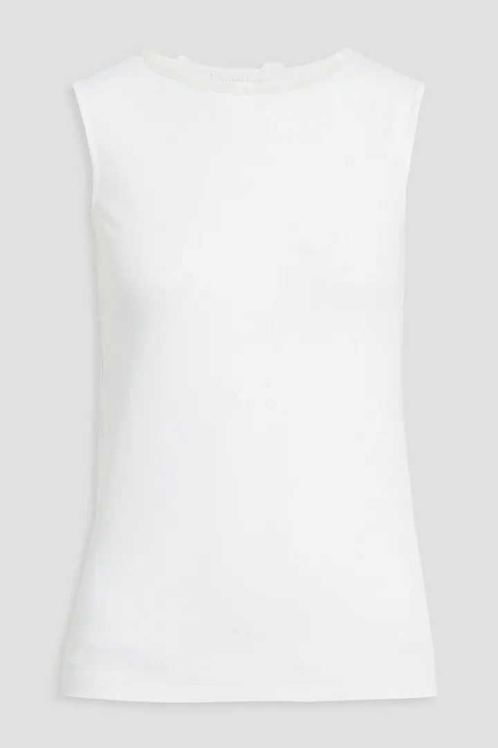 Sequin-embellished cotton-blend jersey tank