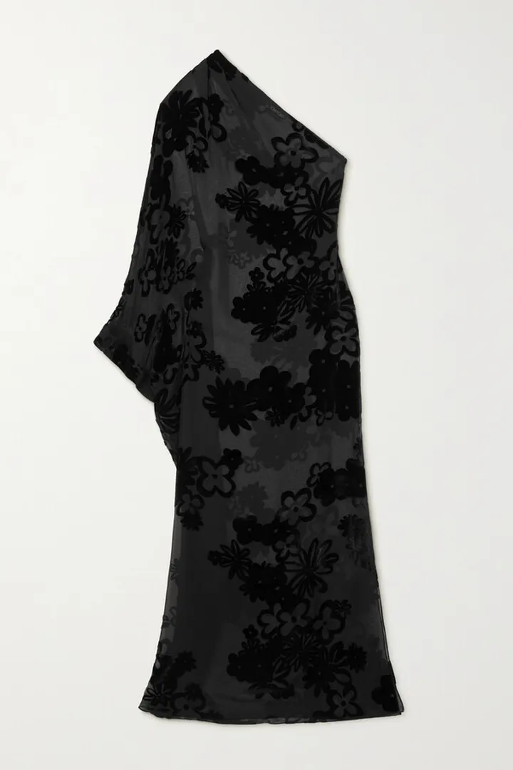 TOM FORD - One-shoulder Devoré-velvet Gown - Black