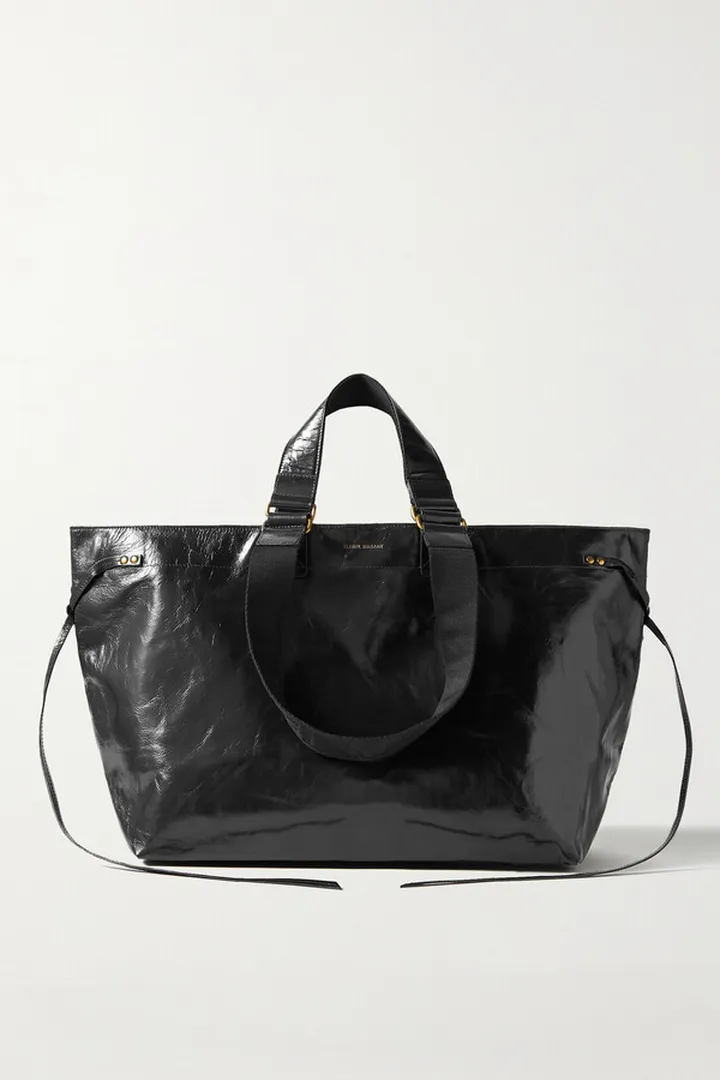 Isabel Marant - Wardy Crinkled Patent-leather Tote - Black