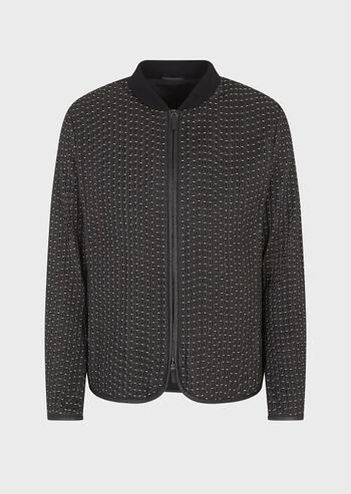 Nappa-leather blouson with stitching