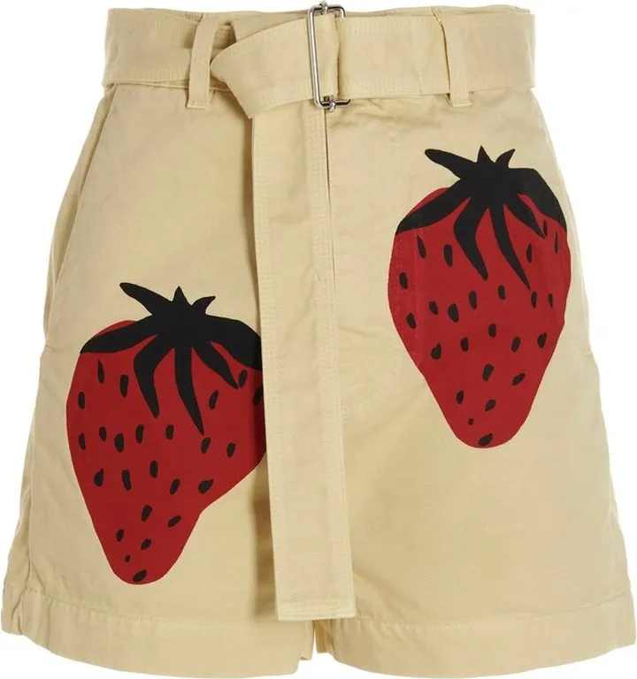 JW Anderson Strawberry-Printed Belted Shorts