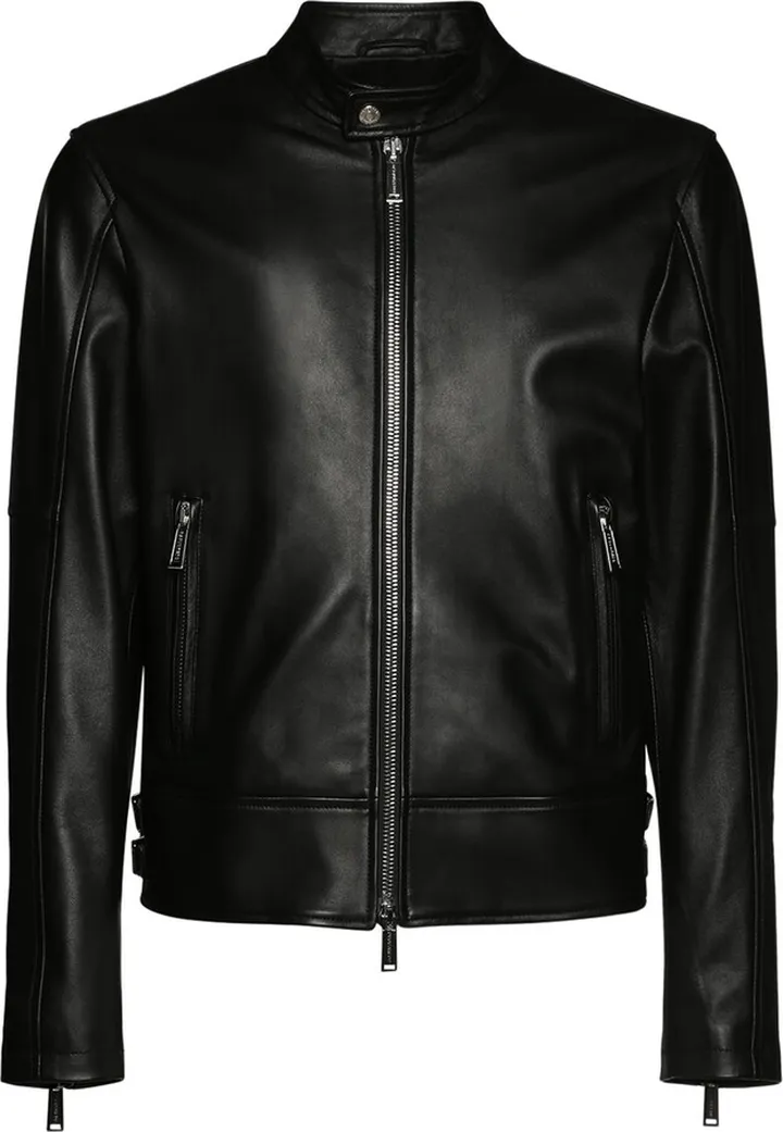 Biker leather bomber jacket