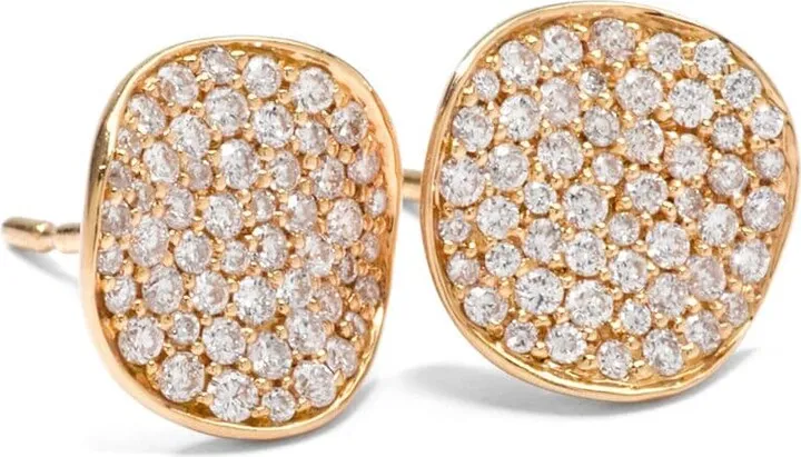 18kt yellow gold small Stardust Flower pave diamond studs
