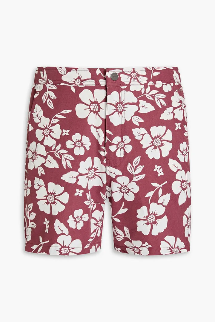 Short-length floral-print swim shorts