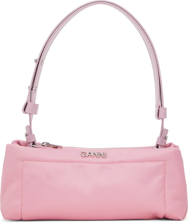 GANNI Pink Mini Pillow Baguette Bag
