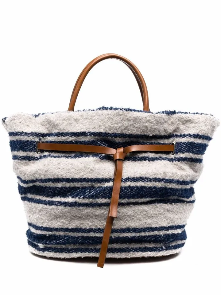 Striped Bouclé Tote Bag