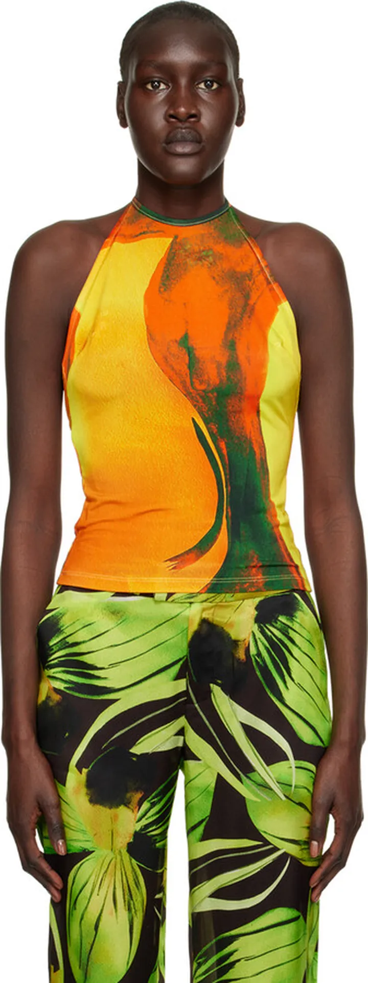 Louisa Ballou Orange Halter Tank Top