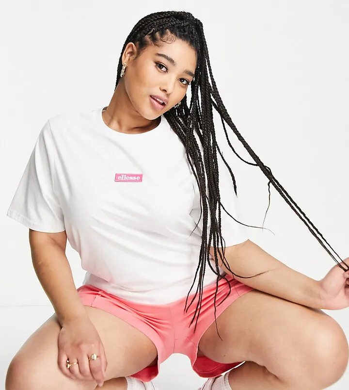 ellesse PLUS boyfriend T-shirt in white