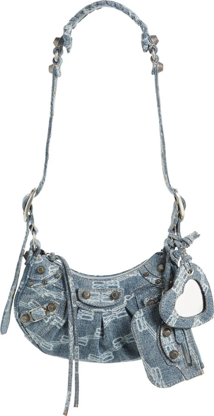 Extra Small Le Cagole Logo Denim Shoulder Bag