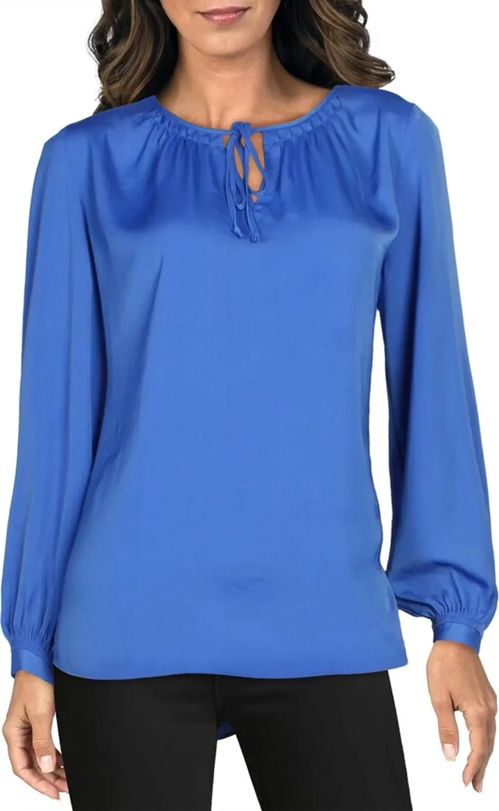 Simone Womens Gathered Cuff Sleeves Tunic Top