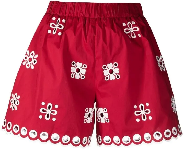 Broderie Anglaise High-Waisted Shorts