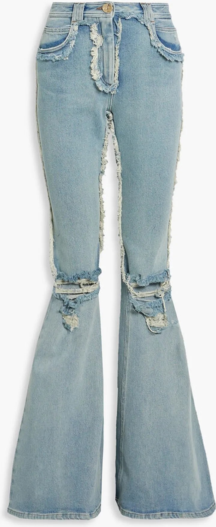 Distressed mid-rise flared jeans