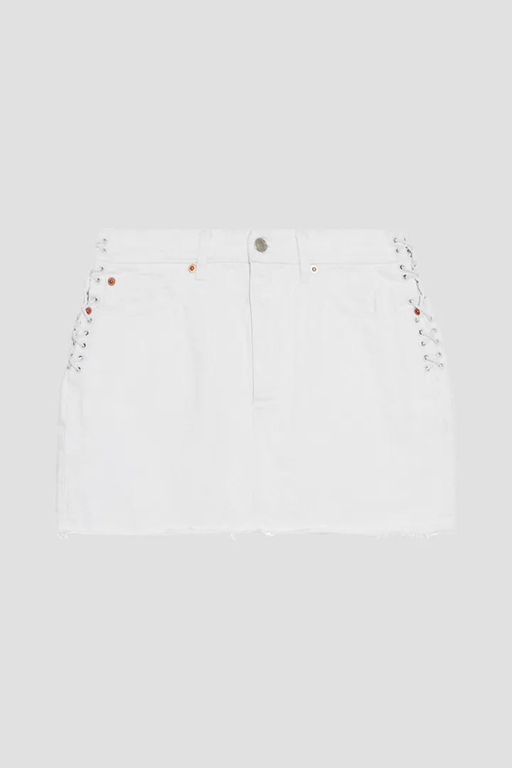 Fores lace-up frayed denim mini skirt