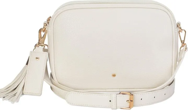 Johnny Loves Rosie - Ecru Vegan Leather Pebble Logan Tassel Bag