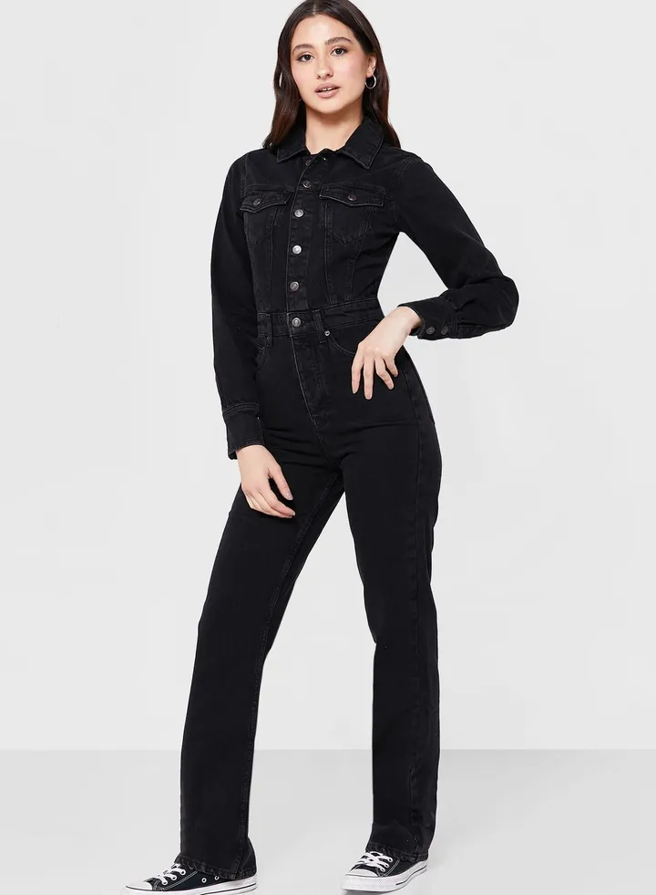 Pocket Detail Denim Jumpsuit